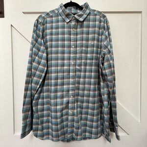 The North Face Men's Blue and Brown Checkered Shirt